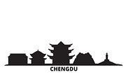 China, Chengdu city skyline isolated