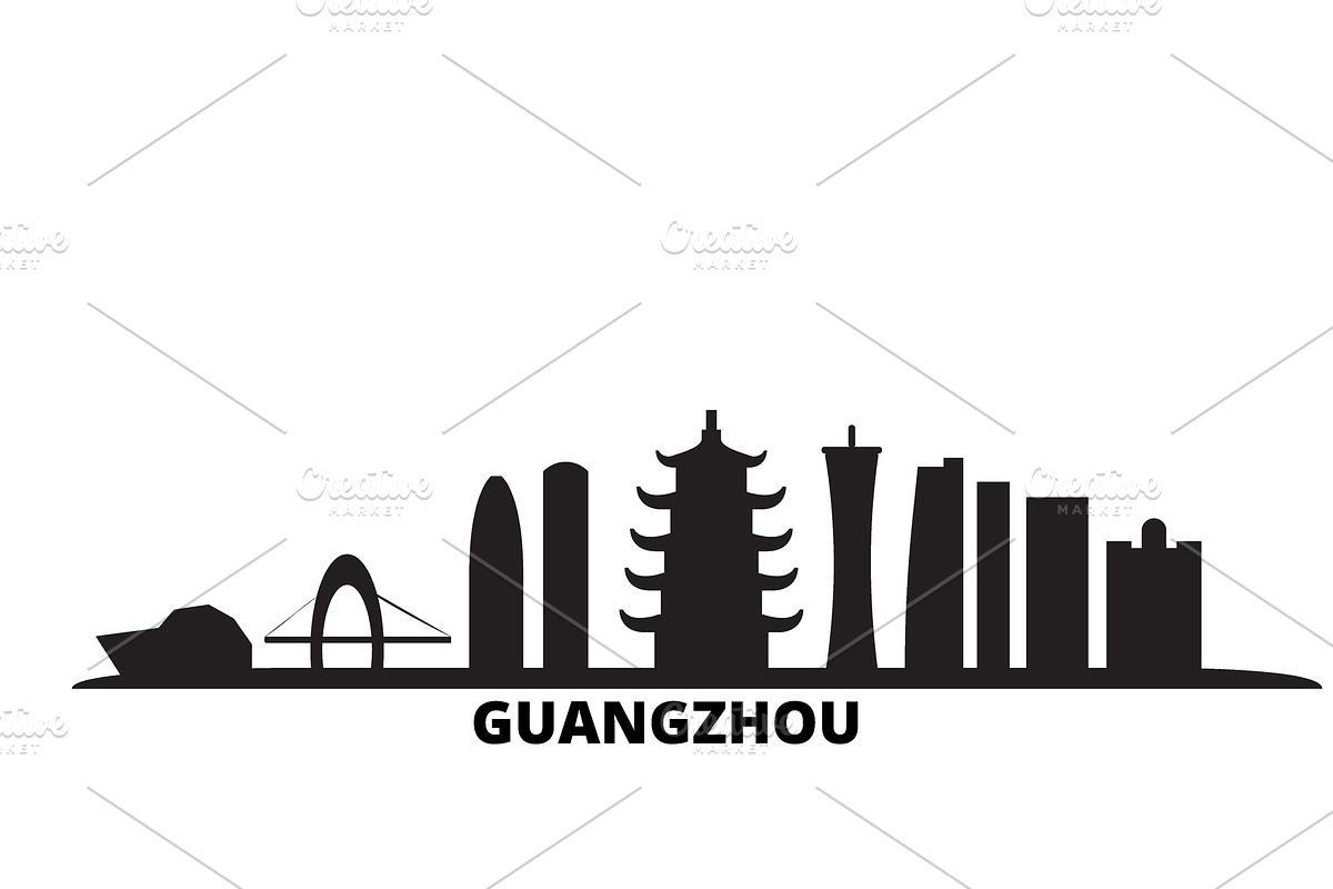 China, Guangzhou City city skyline in Illustrations - product preview 8