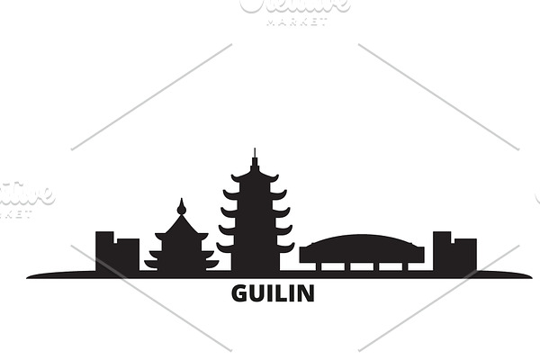 China, Guilin city skyline isolated