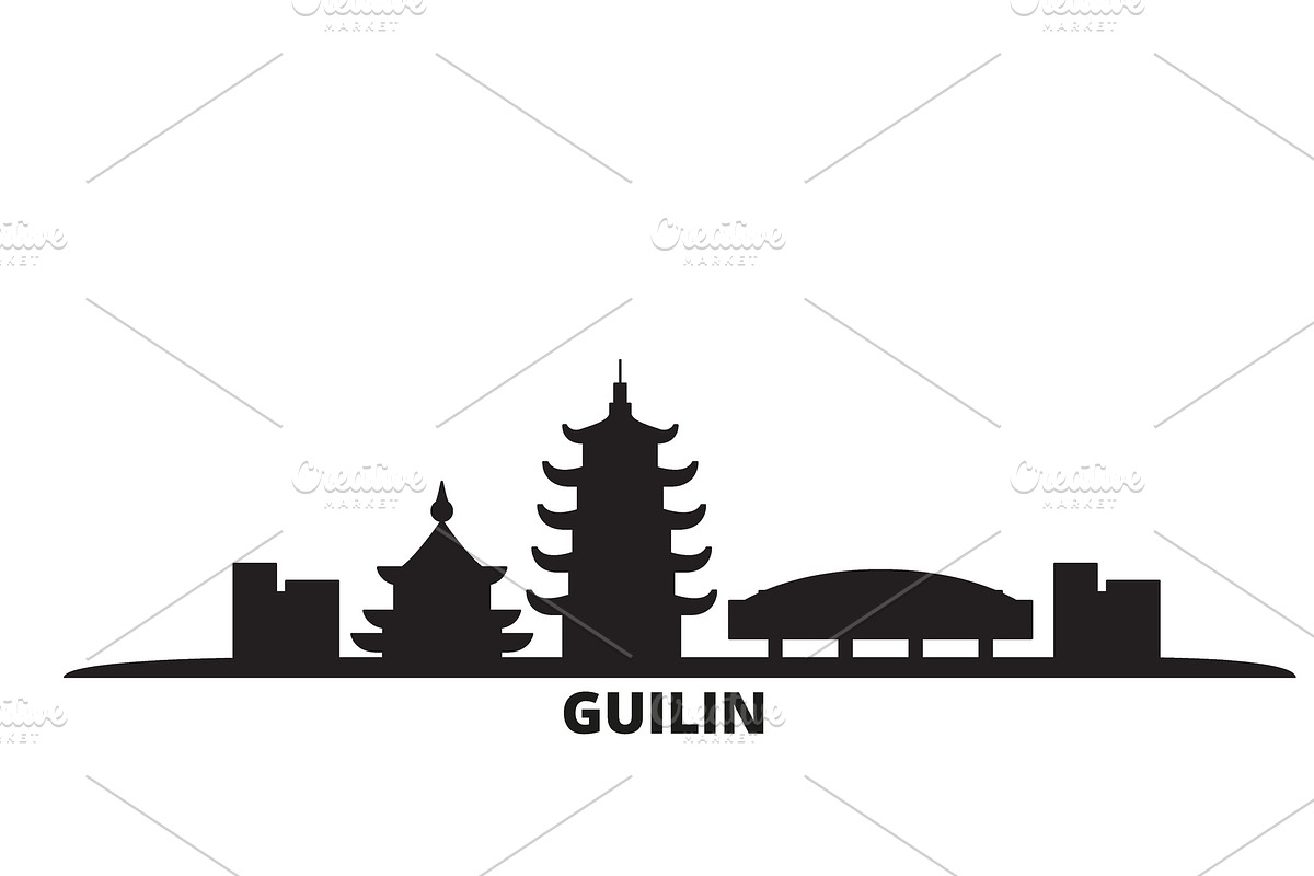 China, Guilin city skyline isolated in Illustrations - product preview 8