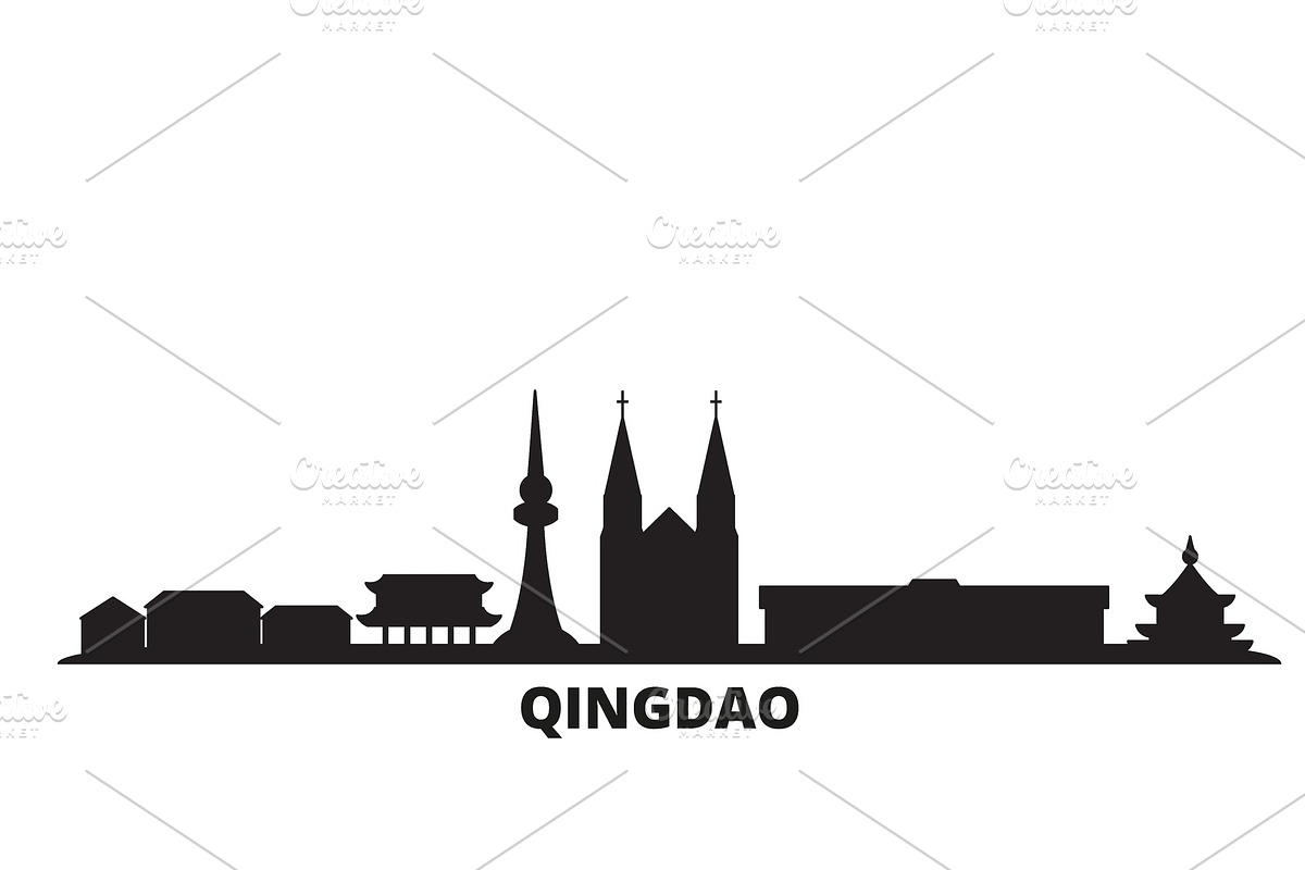 China, Qingdao city skyline isolated in Illustrations - product preview 8