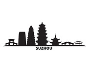 China, Suzhou city skyline isolated