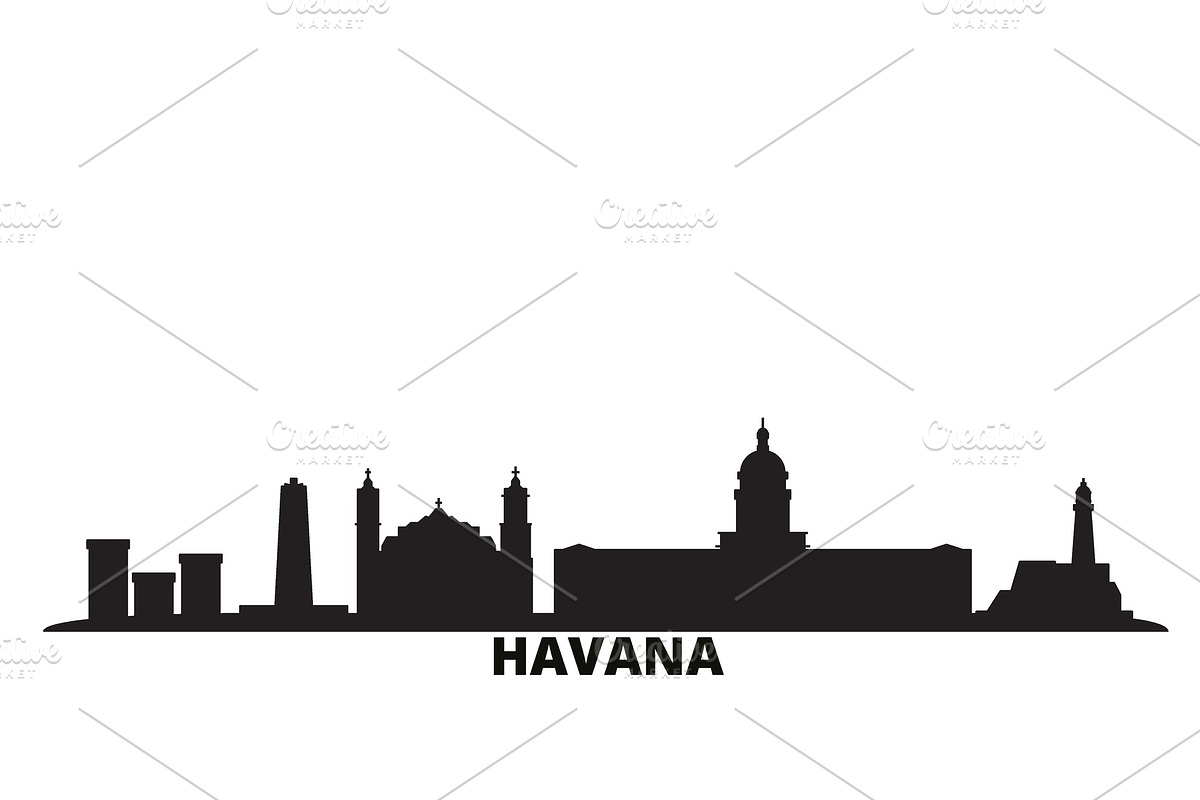 Cuba, Havana city skyline isolated in Illustrations - product preview 8