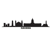 Cuba, Havana city skyline isolated