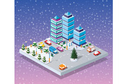 Winter Christmass city isometric