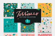 Terrazzo 9 Seamless Patterns Set