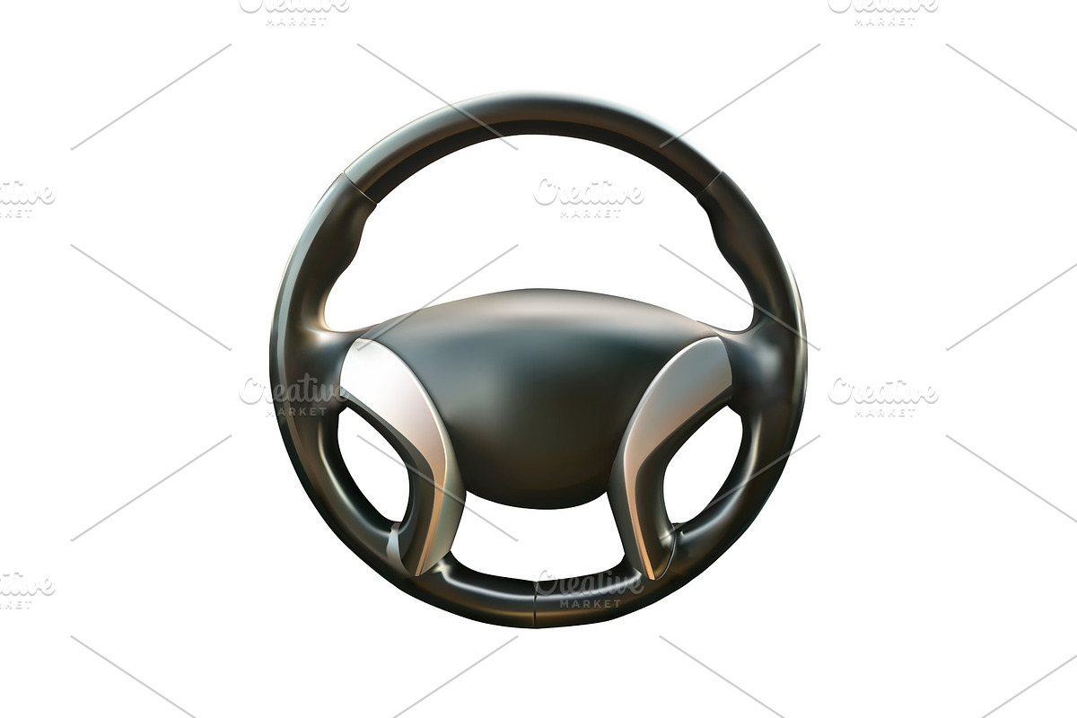 car steering wheel vector realistic in Objects - product preview 8