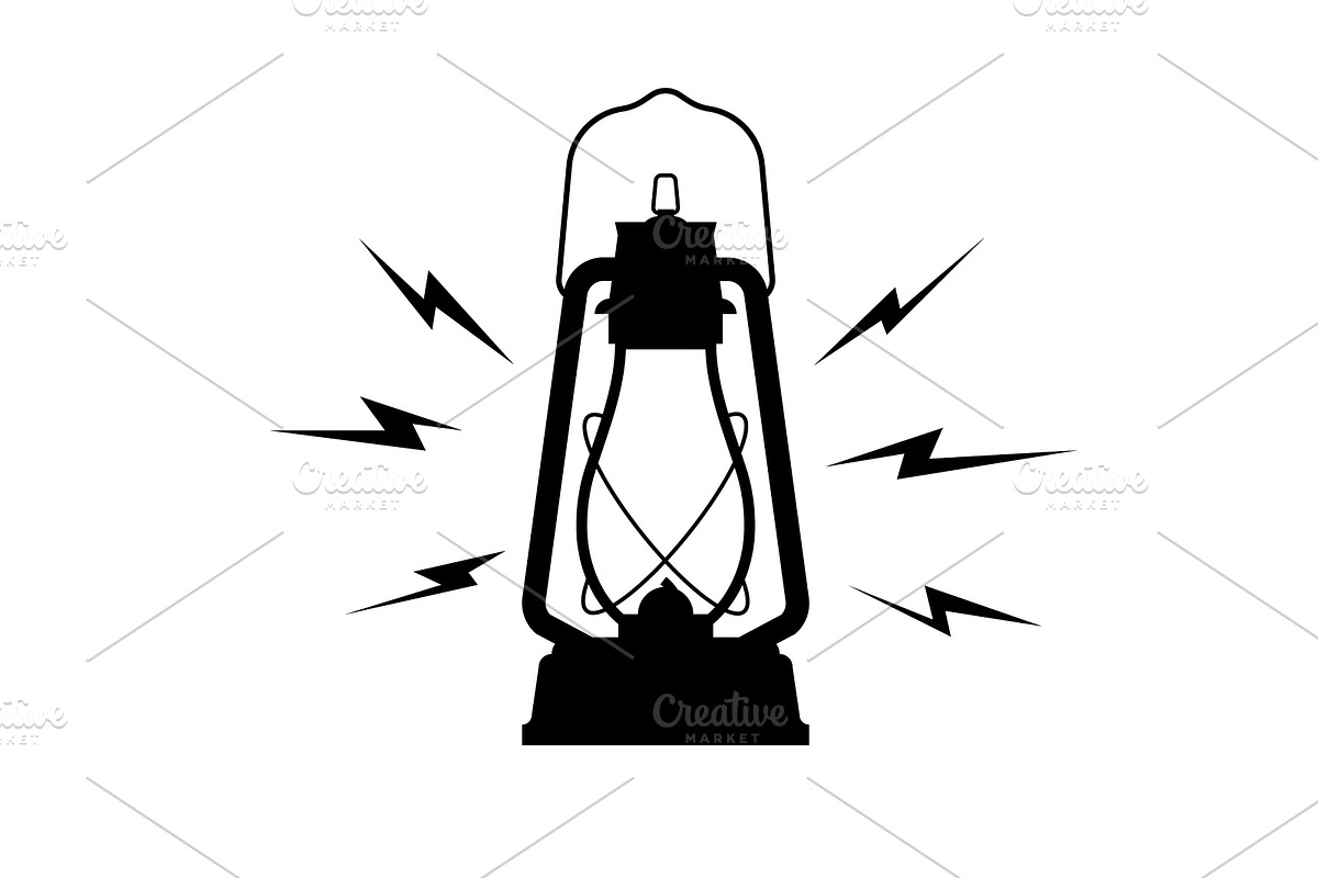 vintage kerosene lantern icon on a in Objects - product preview 8