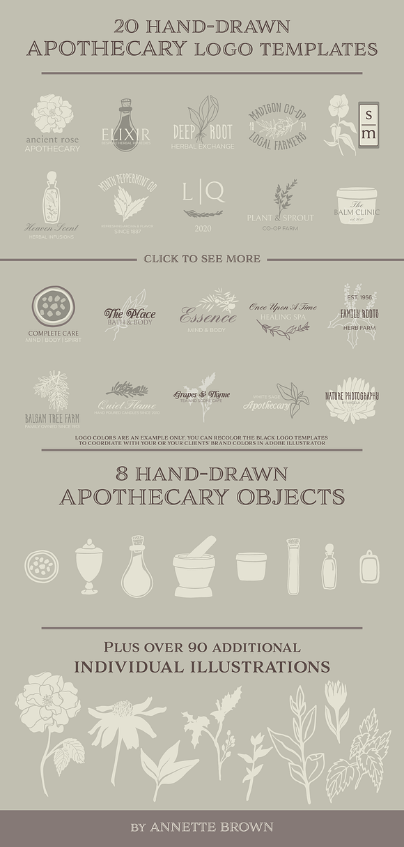Apothecary Herb Illustrations in Illustrations - product preview 5