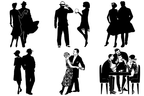 Gatsby Style Jazz Couples AI EPS PNG in Illustrations - product preview 1