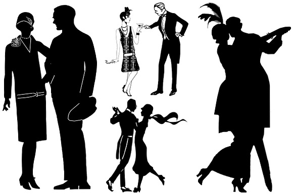 Gatsby Style Jazz Couples AI EPS PNG in Illustrations - product preview 2