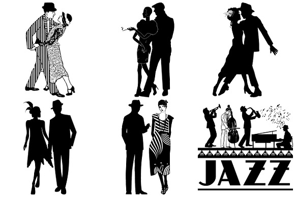 Gatsby Style Jazz Couples AI EPS PNG in Illustrations - product preview 3
