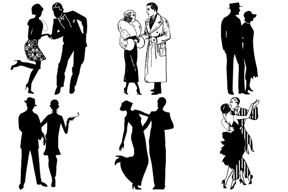 Gatsby Style Jazz Couples AI EPS PNG in Illustrations - product preview 4