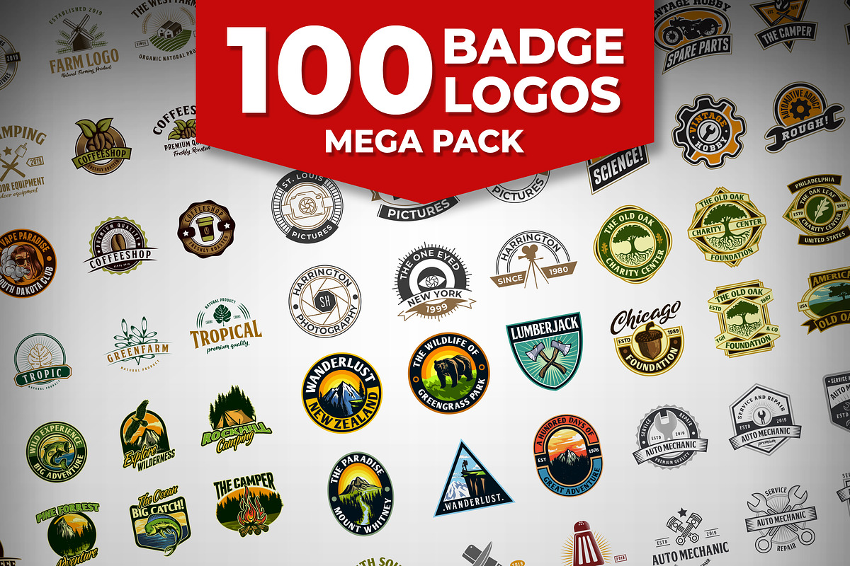 100 Badge Logos Mega Pack in Logo Templates - product preview 8