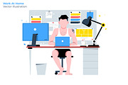 Work At Home - Vector Illustration