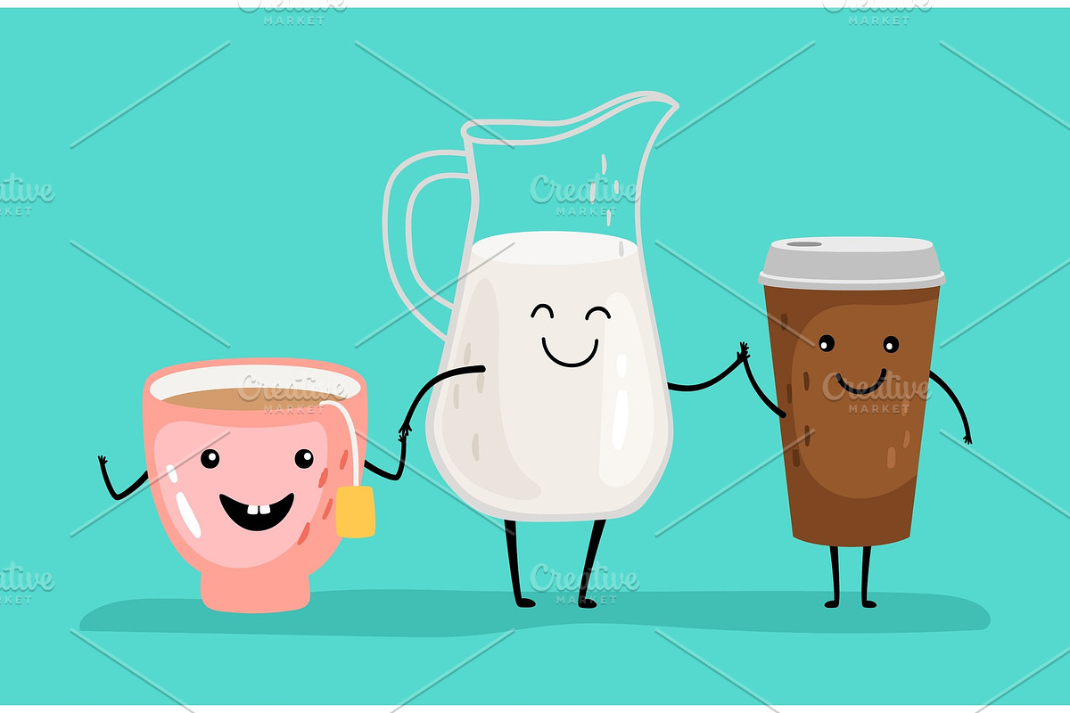 Cartoon drinks characters in Illustrations - product preview 8