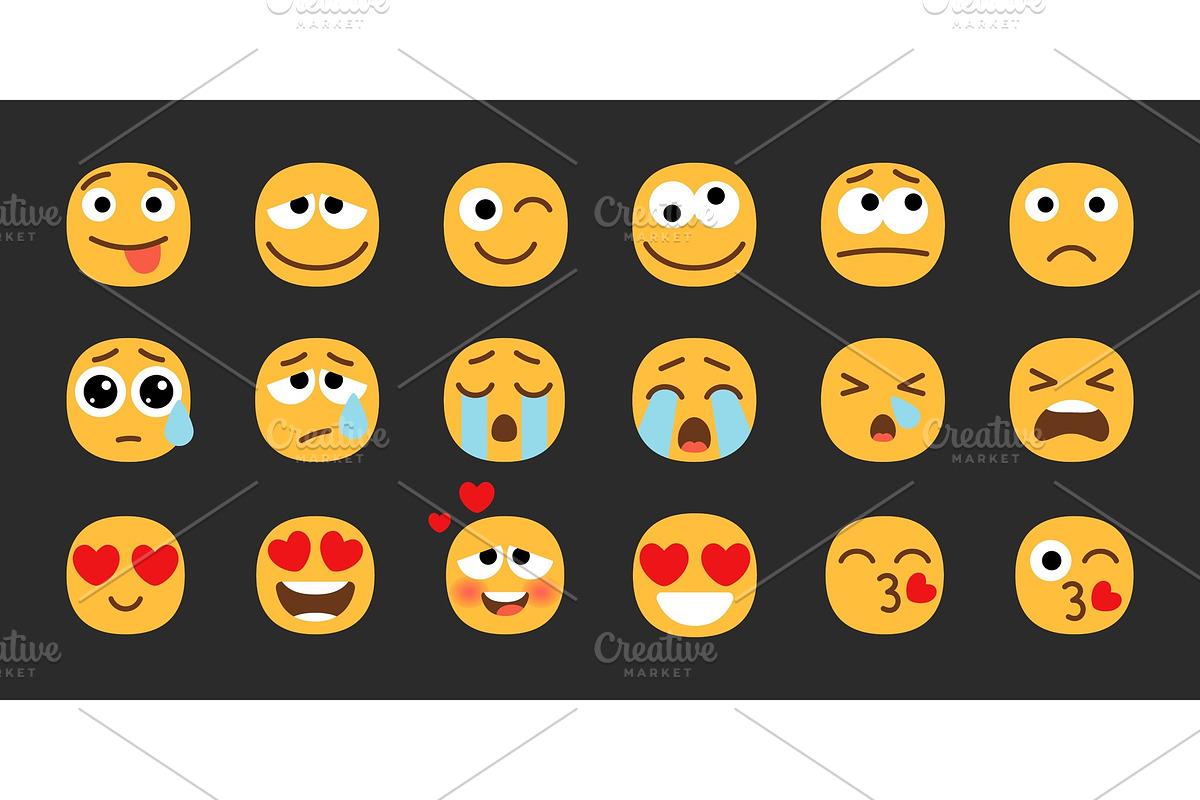 Emoji smily set in Illustrations - product preview 8