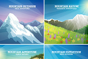 Mountains landscapes 4 flat icons