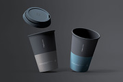 Two Floating Coffee Cups Mockup