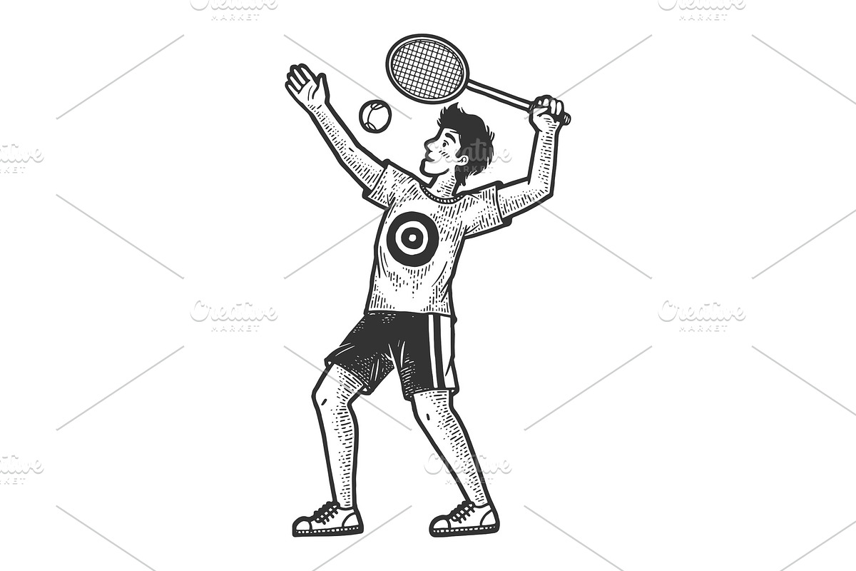 Tennis player sketch engraving in Illustrations - product preview 8