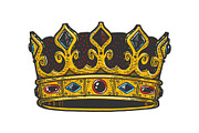 Royal crown sketch engraving vector