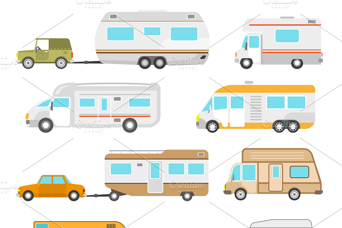 Recreational vehicle icons set in Icons - product preview 8
