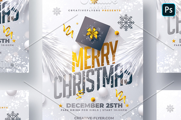 White Christmas Flyer Template