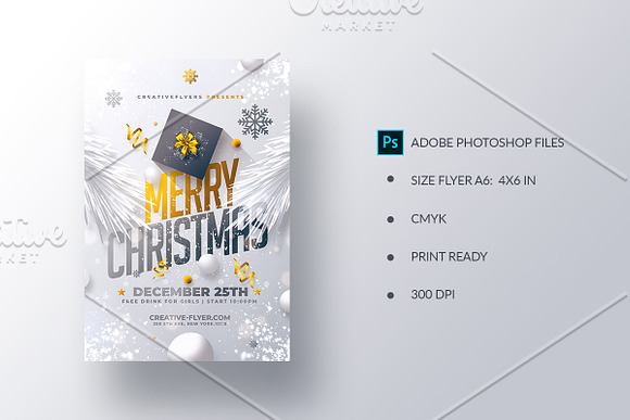 White Christmas Flyer Template in Flyer Templates - product preview 1