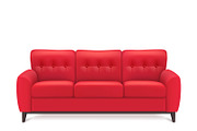 Red leather luxury sofa illustration