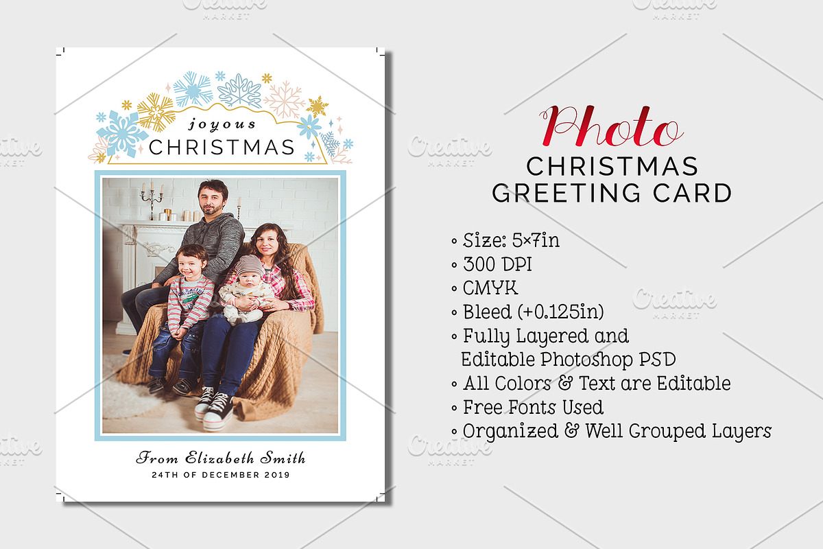 Photo Christmas Card in Postcard Templates - product preview 8