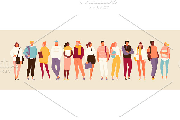 Group of students vector set
