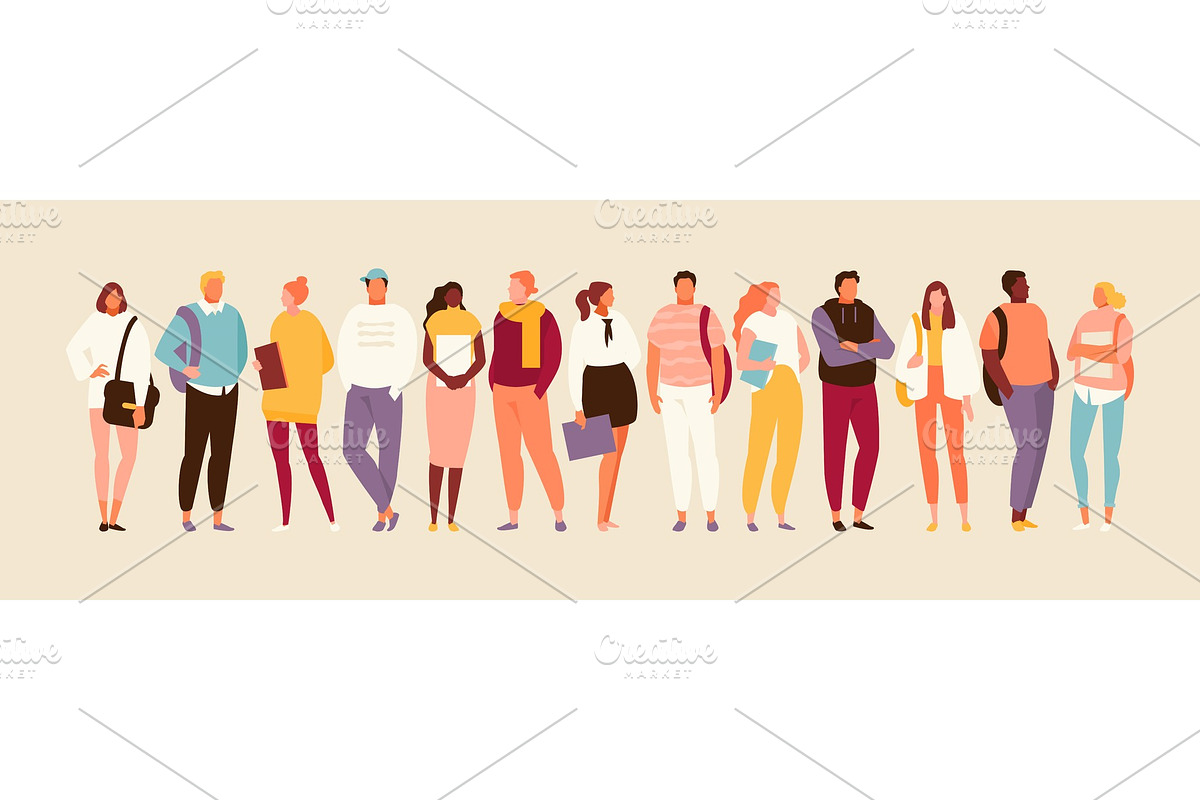 Group of students vector set in Illustrations - product preview 8