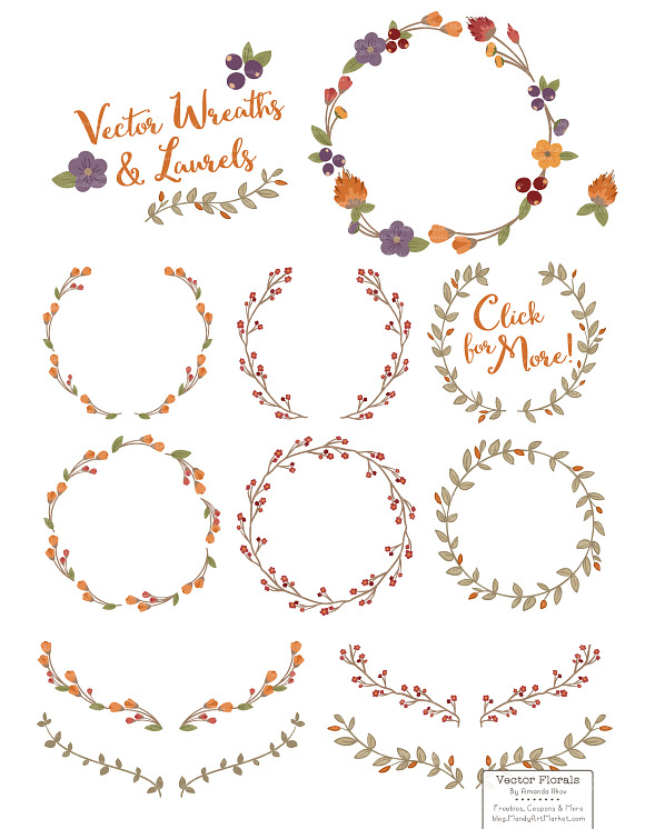 Autumn Vector Flower Wreaths in Illustrations - product preview 2