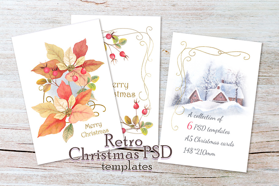 RetroChristmas PSD templates in Postcard Templates - product preview 8