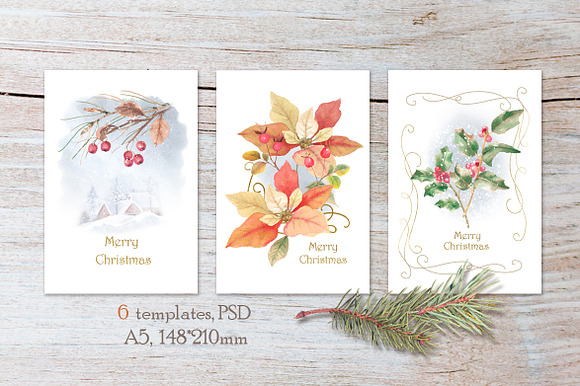 RetroChristmas PSD templates in Postcard Templates - product preview 1