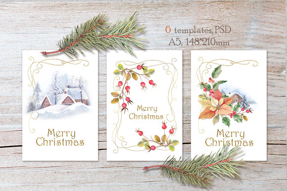 RetroChristmas PSD templates in Postcard Templates - product preview 2