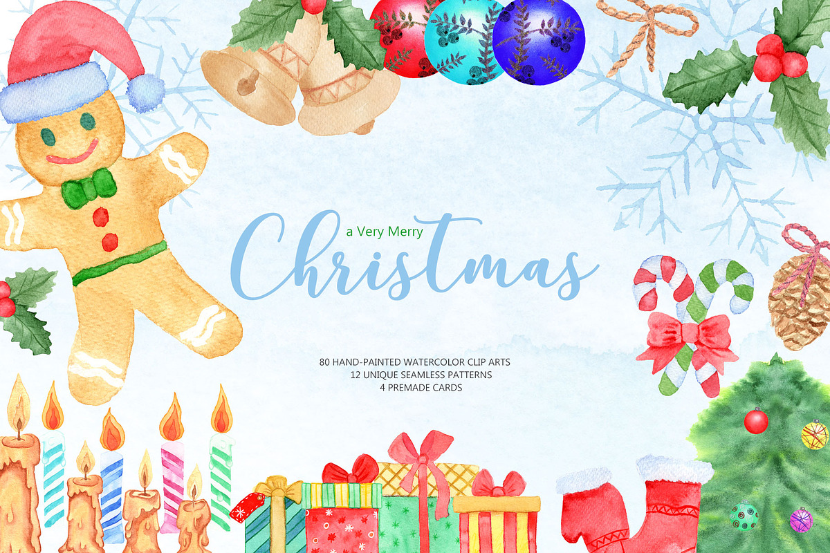 Christmas Watercolor Bundle in Illustrations - product preview 8