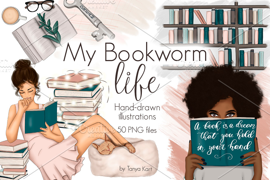My Bookworm Life Clipart & Patterns