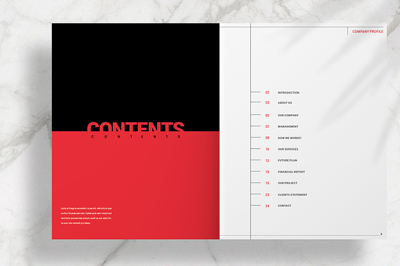 Red and Black Company Profile Layout in Brochure Templates - product preview 1