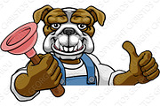 Bulldog Plumber Cartoon Mascot