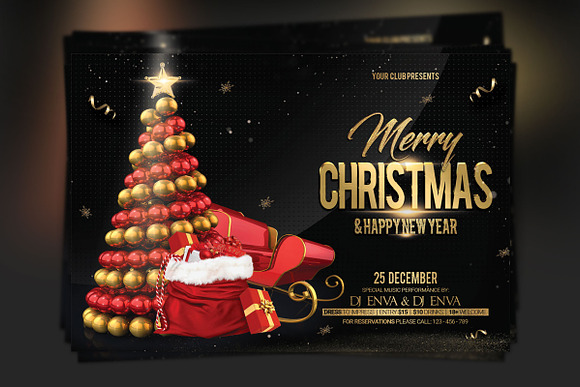 Christmas New Year Party Flyer in Flyer Templates - product preview 1