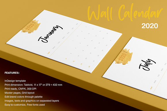 Wall Calendar 2020 Layout in Stationery Templates - product preview 7