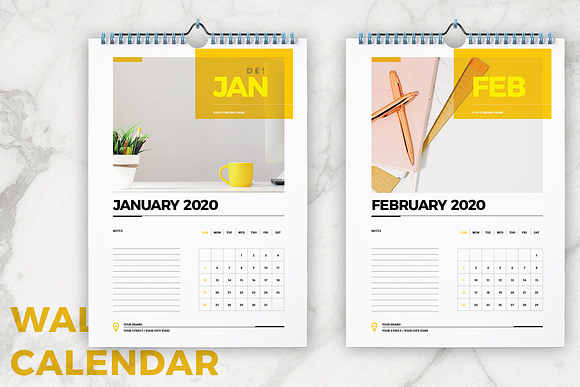 Wall Calendar 2020 Layout in Stationery Templates - product preview 1
