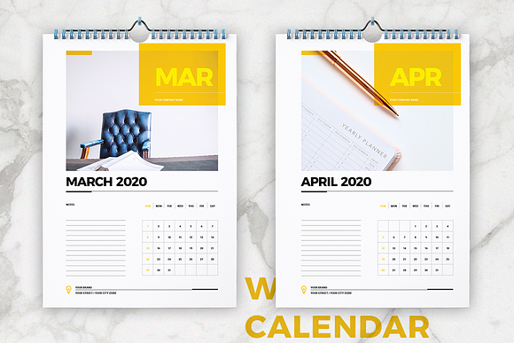 Wall Calendar 2020 Layout in Stationery Templates - product preview 2