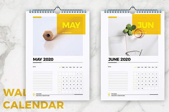 Wall Calendar 2020 Layout in Stationery Templates - product preview 3