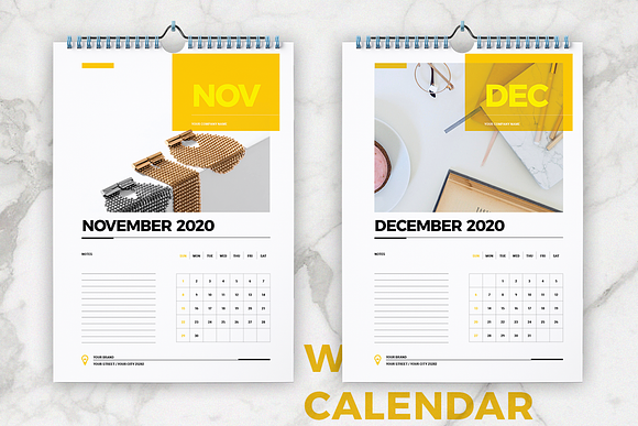 Wall Calendar 2020 Layout in Stationery Templates - product preview 6