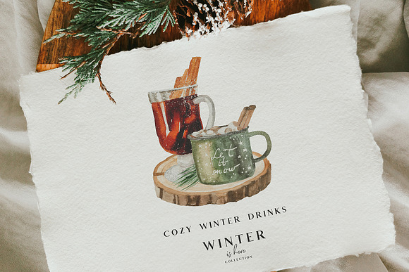 Winter is here - watercolor set in Illustrations - product preview 1