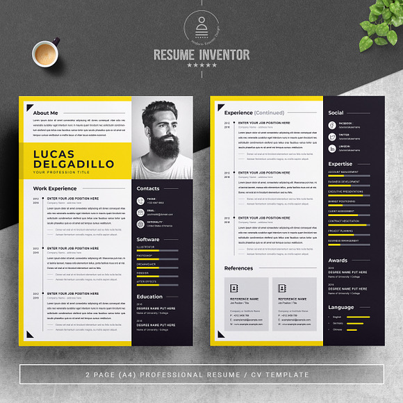 Minimal Yellow Resume / CV Template in Letter Templates - product preview 1
