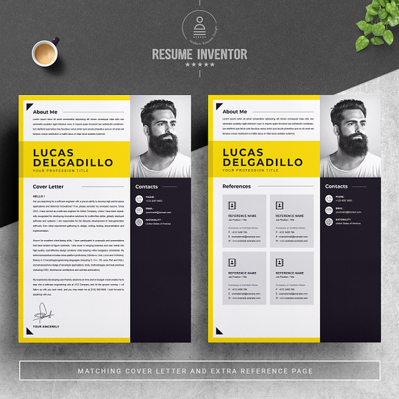 Minimal Yellow Resume / CV Template in Letter Templates - product preview 2
