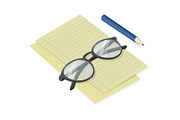 Notepad Sheets with Folded Glasses